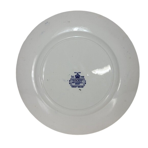 Antique Ridgway Willow North Staffordshire Blue White Plate Lawley England - Picture 5 of 8